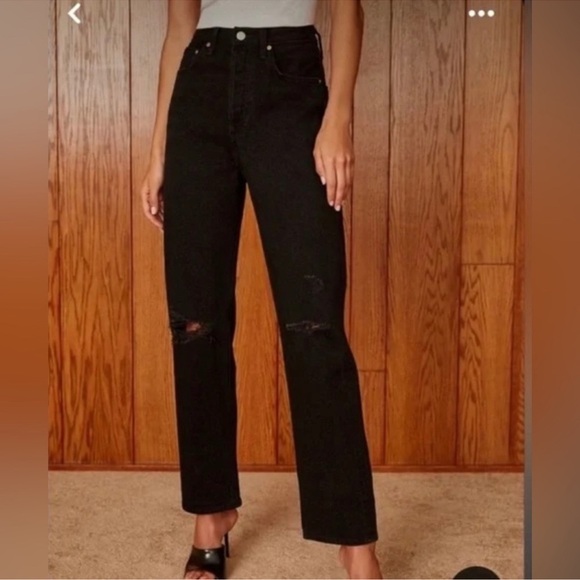 Aritzia Denim Forum The Bonet High Rise Loose Jean Button Fly Distressed Size 27 - Picture 2 of 15